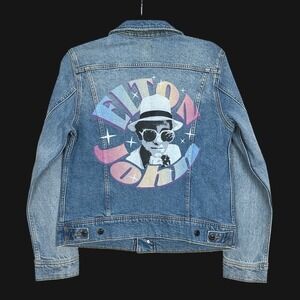 Lee Jeans - Elton John Denim Jacket - Womens Medium Blue Trucker Graphic